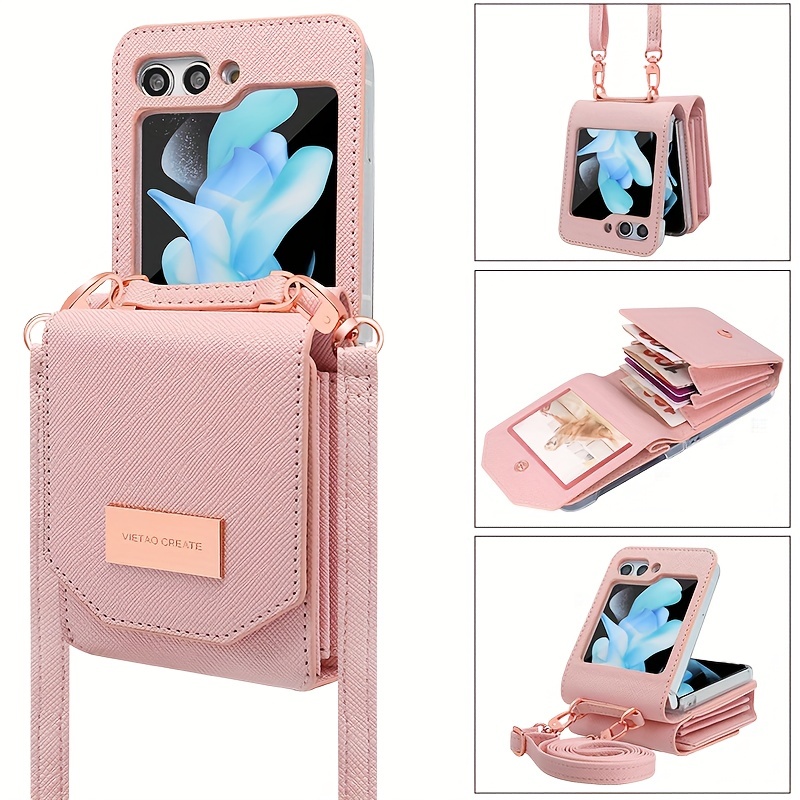 Pu Leather Crossbody Phone Case For Galaxy Z Flip 5 Flip5