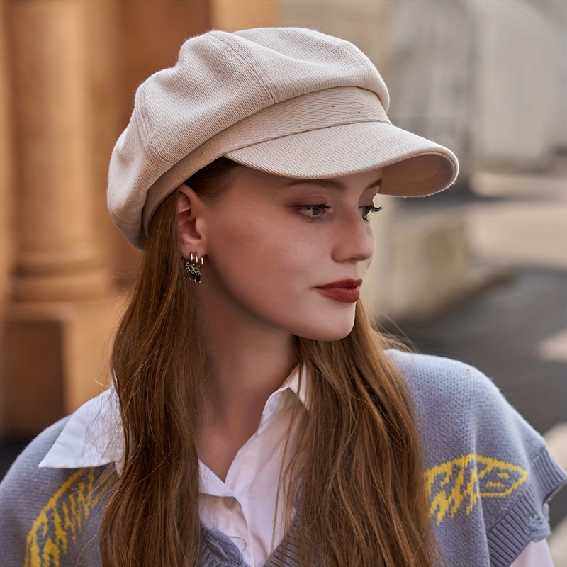 Classic British Style Octagonal Berets Simple Newsboy Hat Elegant Solid  Color Painter Cap Vintage Beret Hats For Women Autumn & Winter
