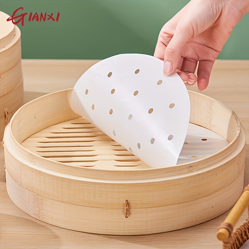  100 Pack Round Air Fryer Liners with Holes for Air Fryer  Basket, Dumpling Paper, 10 Inch Perforated Bamboo Steamer Liner Sheets for  Baking (White): Home & Kitchen