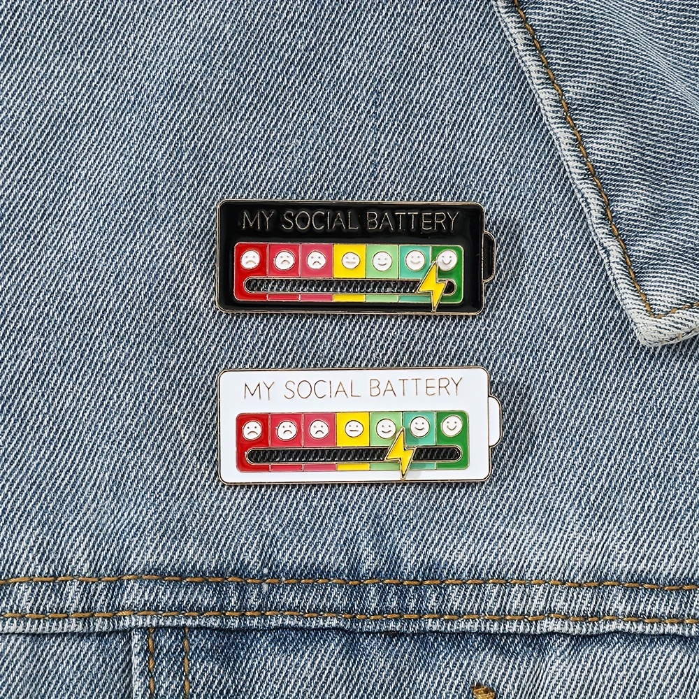Social Battery Enamel Pin | Aesthetic Mood Brooch for Introverts