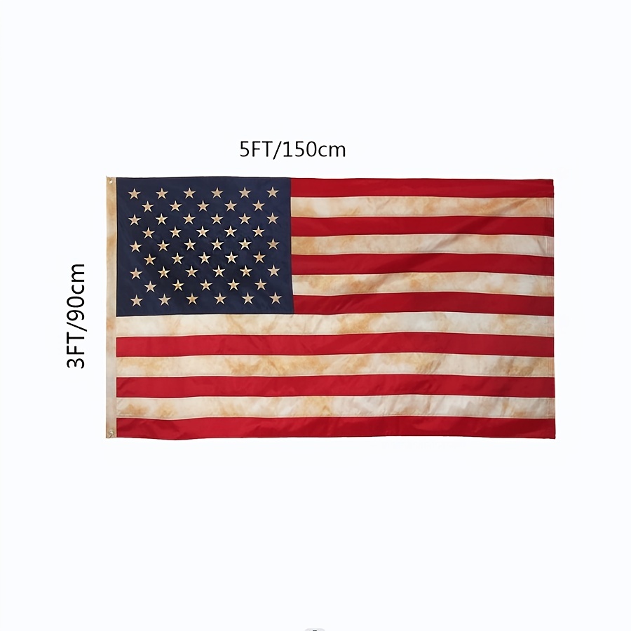 Vintage Tea Stained American Us Flag Nylon Embroidered Stars - Temu