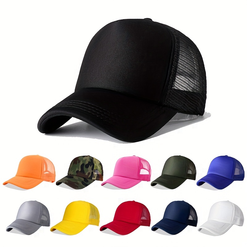 Candy Color Simple Trucker Hat Hip Hop Mesh Breathable - Temu Canada