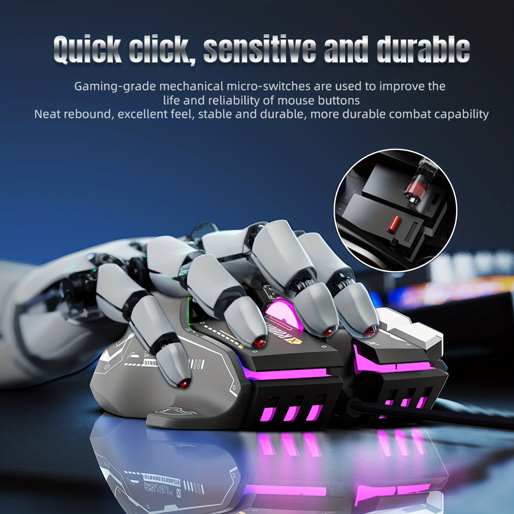 RUNMUS RGB Gaming Mouse, Ergonomic USB Gaming Mice for PC, Laptop, 6400 DPI  Adjustable 