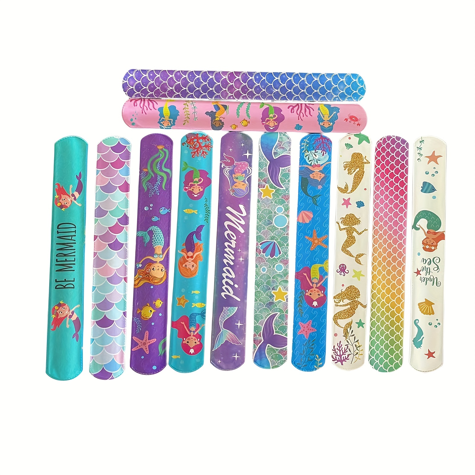 24pcs Slap Bracelets For Kids Party Favors Mermaid Snap Bracelets Pack Bulk  Toys For Kids Prizes Wrist Bands Toddler Party Favors Bulk One Size Fits A