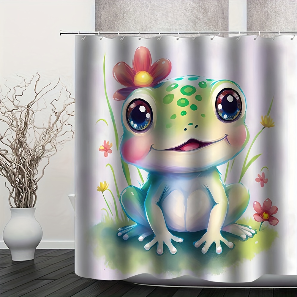 Mushroom Print Shower Curtain Frog Frog Waterproof Shower - Temu