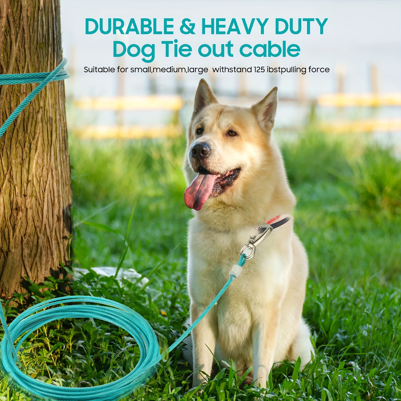 Heavy Duty Dog Tie Out Cable 100FT for Large Dogs Up To 120lbs