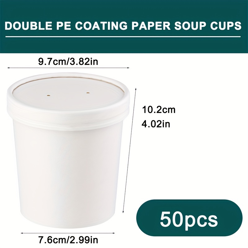  Comfy Package 16 oz. Paper Containers With Vented Lids, To Go  Hot Soup Bowls, Disposable Ice Cream Cups, White - 25 Sets : Health &  Household