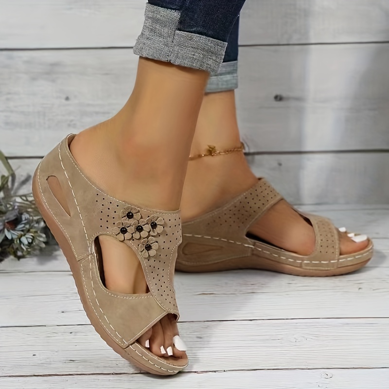 Women's Wedge Slide Sandals Comfortable Open Toe Slip Shoes - Temu