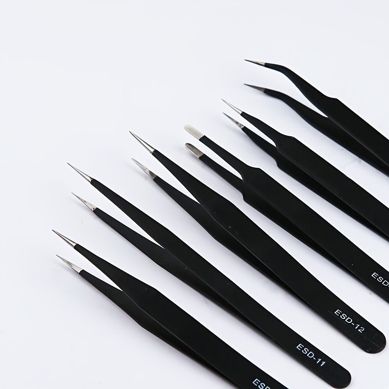 Carbon Tweezers Upgraded Anti-Static Curved Tweezers for Electronics  Laboratory Work Jewelry Plastic Precision Tweezers Set - AliExpress