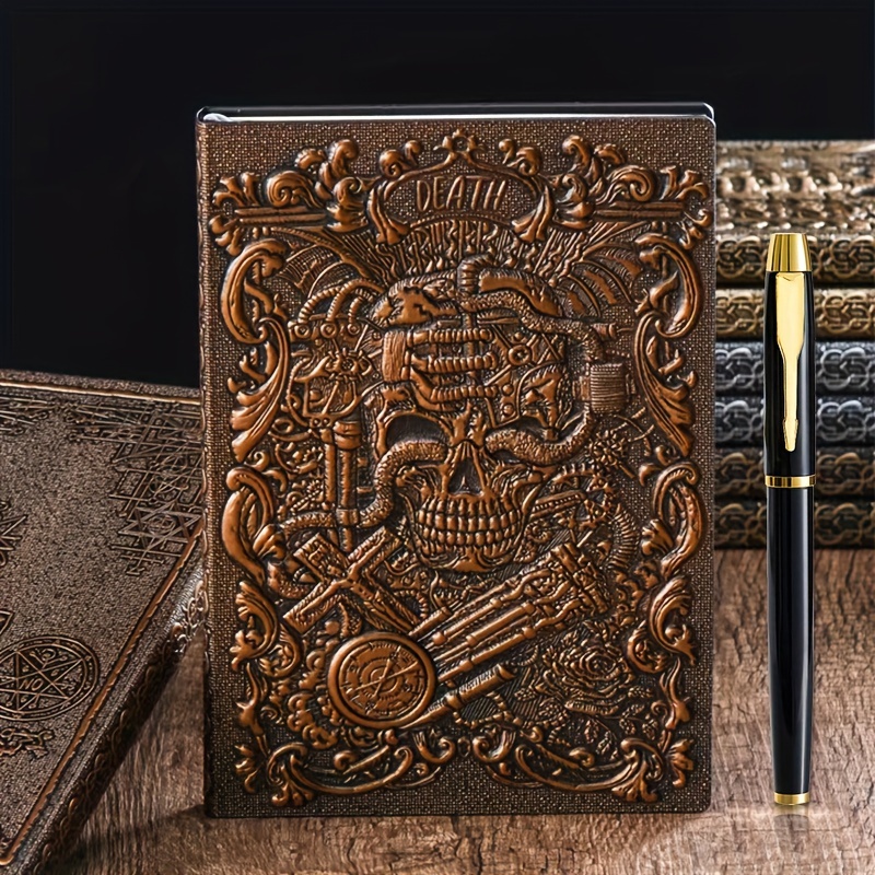 Vintage Embossed Leather Gold Hard Cover Bible Notebook - Temu