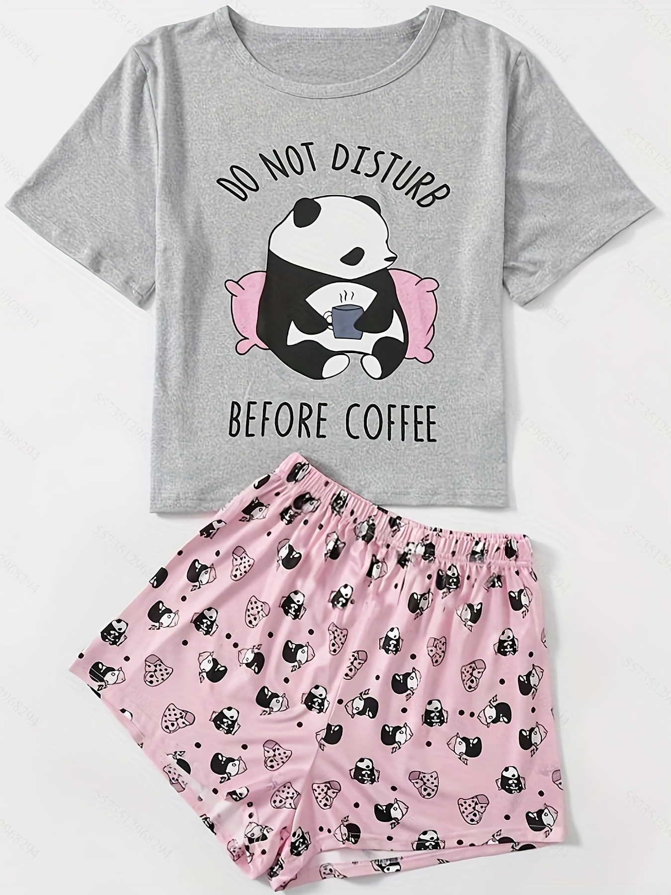 Plus Size Cute Pajama Set, Women's Plus Mini Floral Print Short Sleeve  Sleep Shirt & Shorts Pajamas Two Piece Set