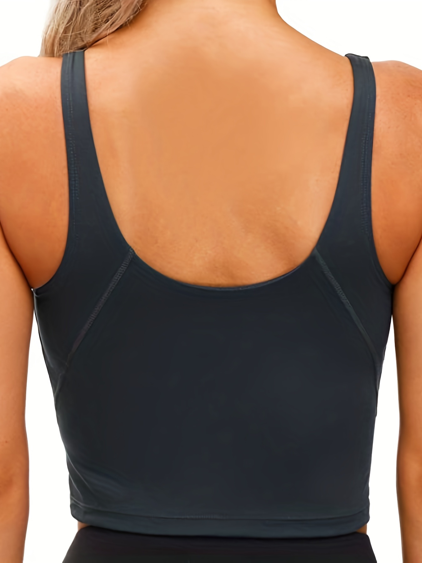 Cathalem Longline Sports Bras For Women Longline Padded Medium Support  Workout Crop Tops Built in Shelf Bra Wirefree Gym Yoga Tank Top,Black L 