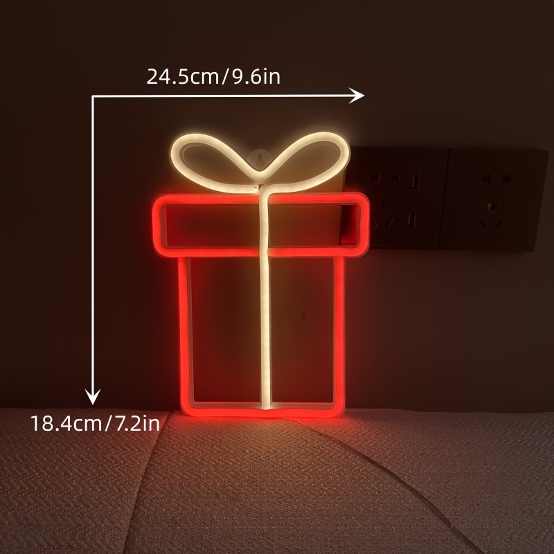 1pc LED Neon Light, Surprise Box Design, Christmas Gift Box, Luminous  Atmosphere Light, USB Powered