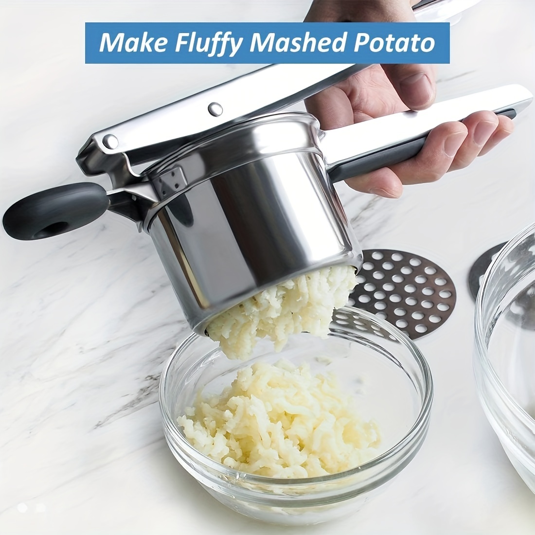 1pc Stainless Steel Potato Masher, Simple Kitchen Tool For Mashed Potato