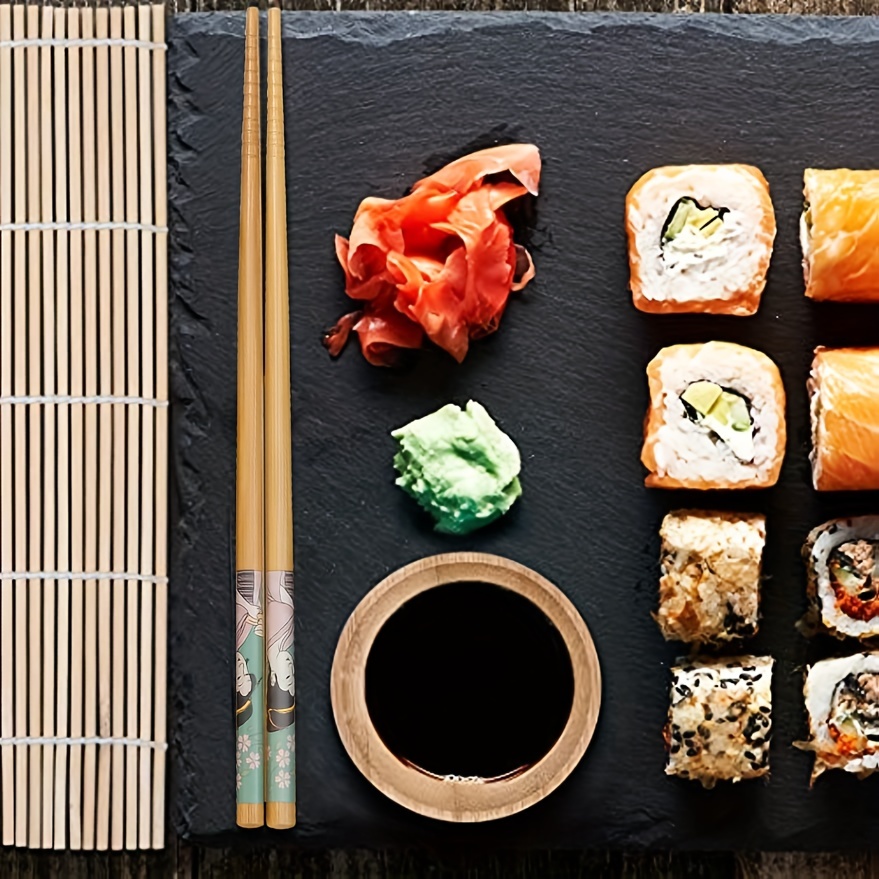 Sushi Set, Sushi Mat Bamboo, Sushi Making Kit, With 2 Sushi Roller Mats 5  Chopsticks 1 Paddle 1 Spreader 2 Sauce Dish And 1 Chopsticks Bag, Making  Kit For Diy Rice Maker Beginner, Sushi Accessories - Temu Austria