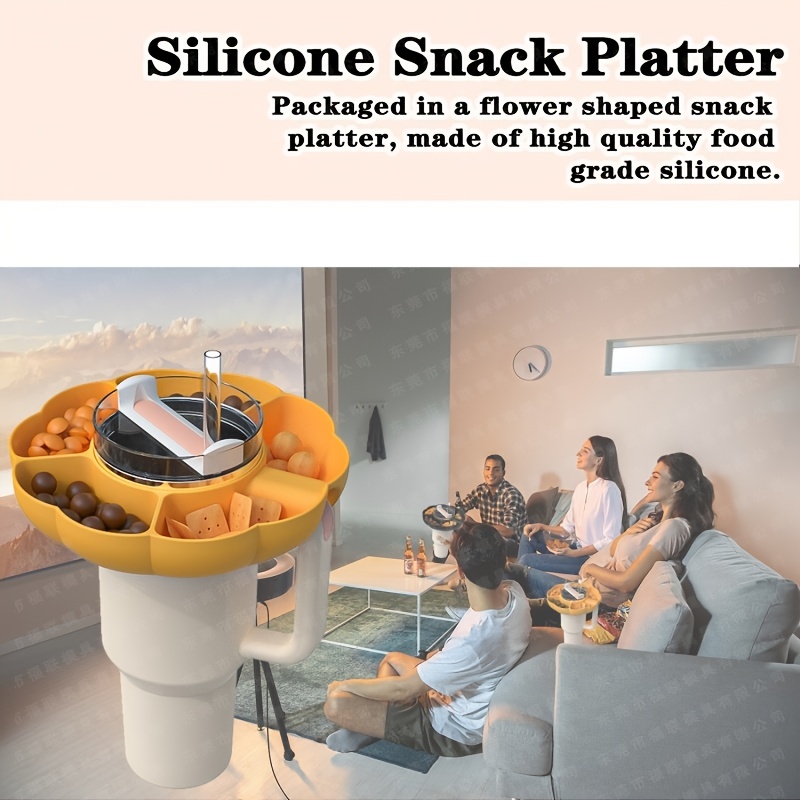 Silicone Snack Tray With Handle Snack Bowl Reusable Snack - Temu