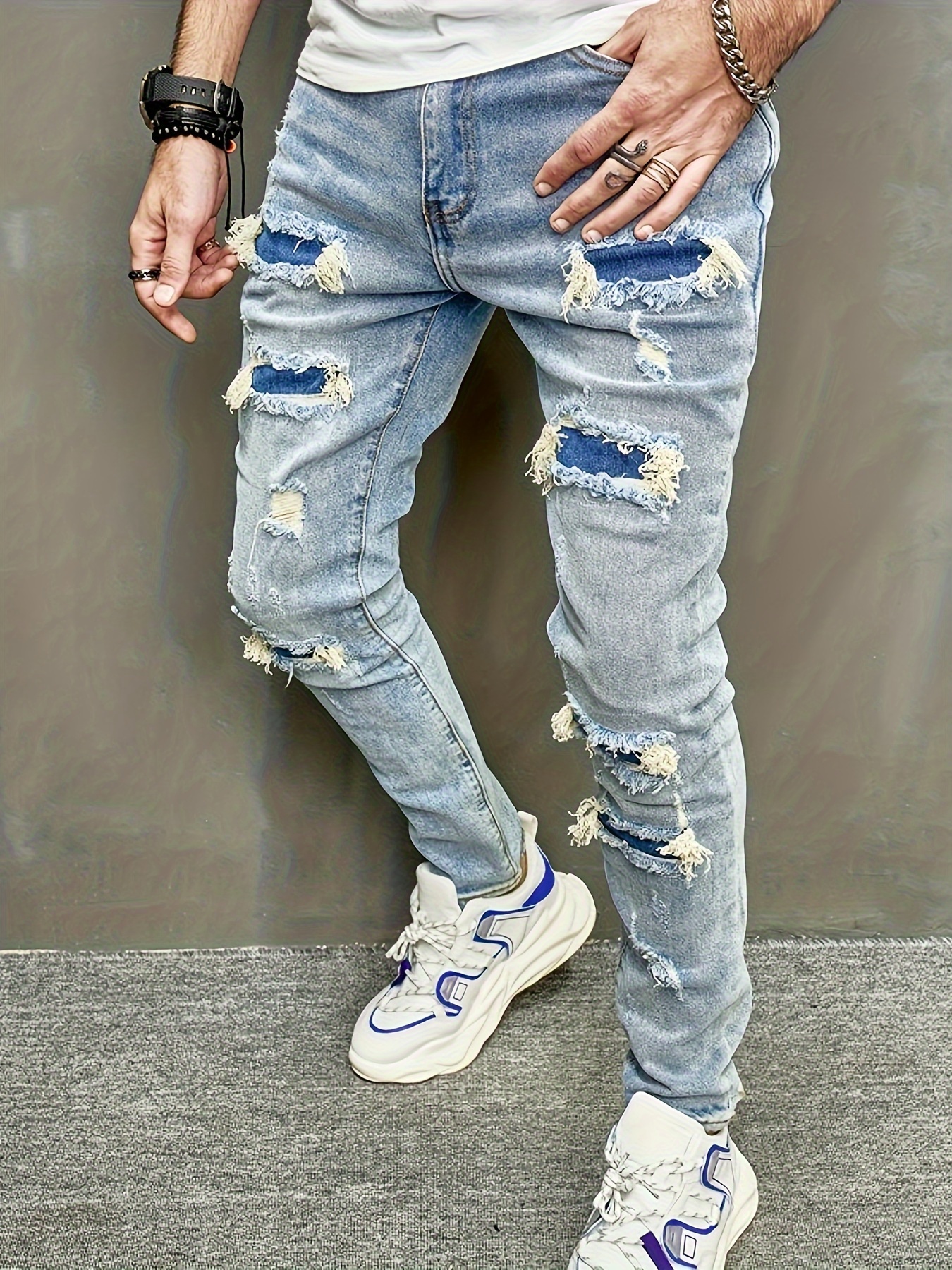 Jeans para hombre – Pantalones de mezclilla rasgados