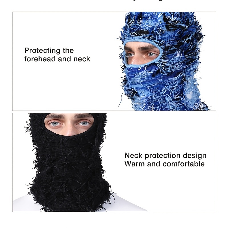 Balaclava Distressed Unisex Full Face Ski Mask Knit Winter Windproof Neck  Warmer