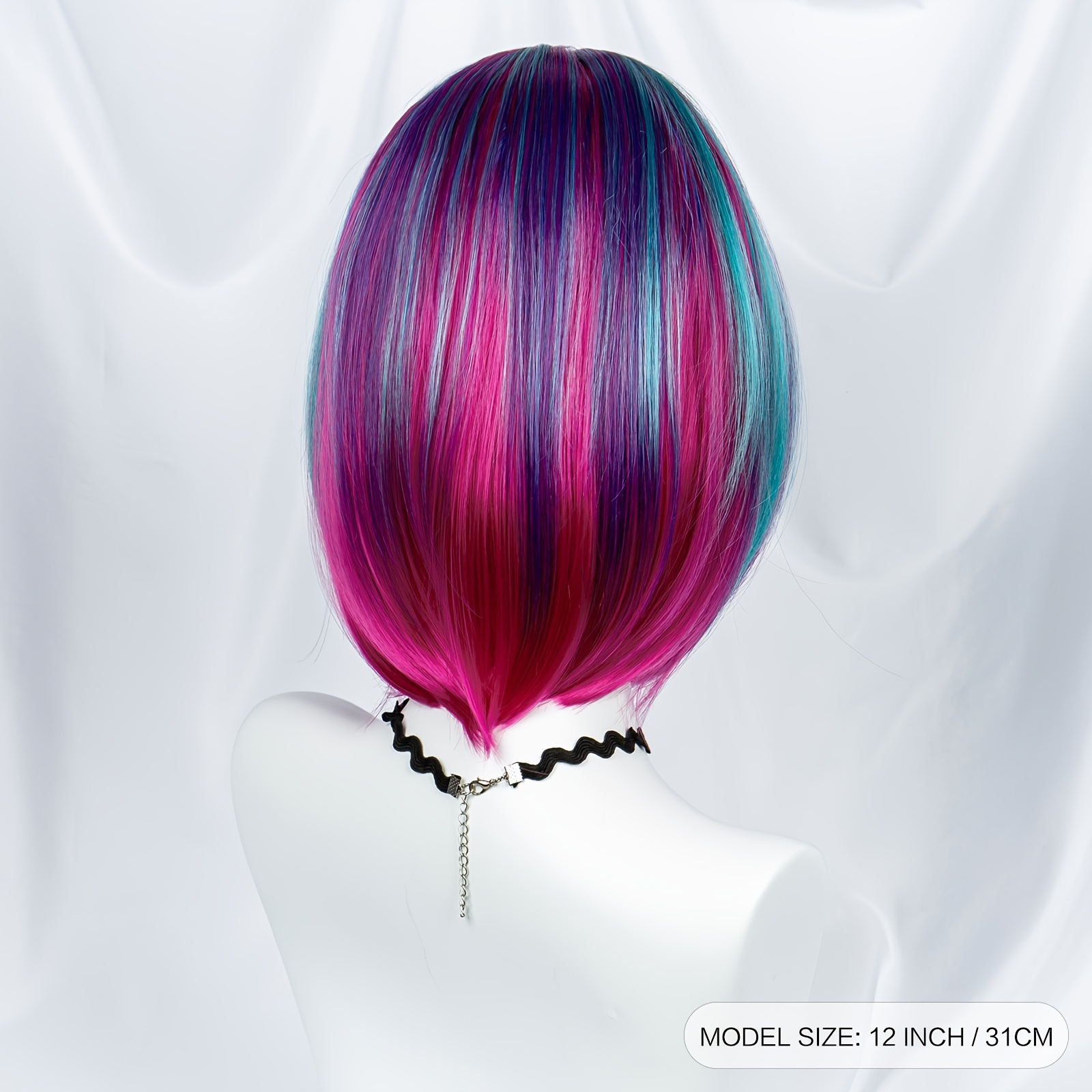 Rainbow Highlight Short Bob Wig for Cosplay Party