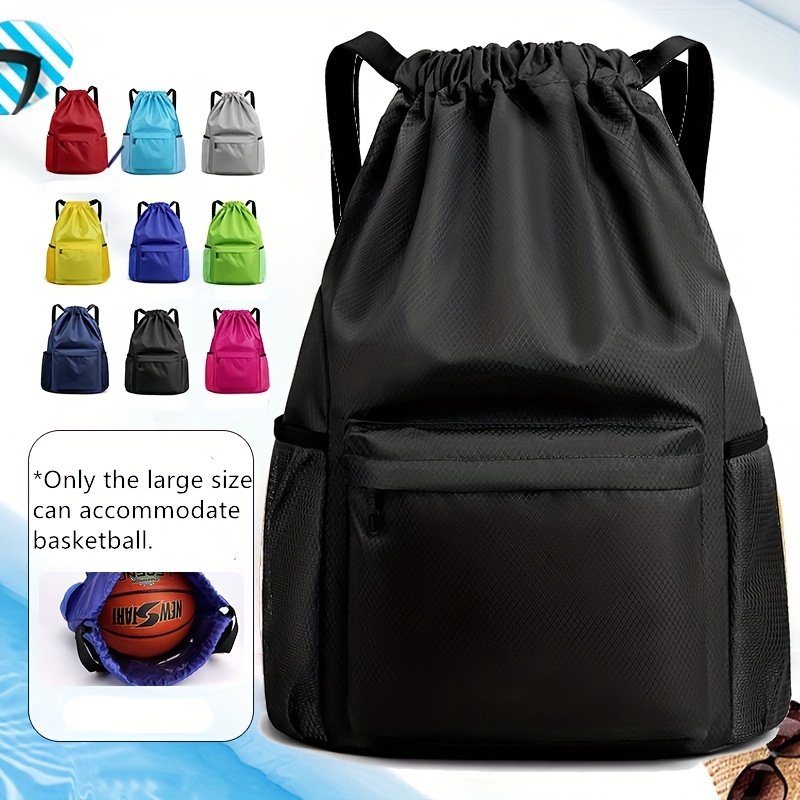 Large Capacity,Waterproof,Portable,Foldable Black Drawstring Backpack  Sporty Waterproof For Outdoor Travel, Bag for School for College For Teen  Girls Women College Students,Boys and Men, Perfect for  School,College,Outdoors, Travel, Outings,Stadium