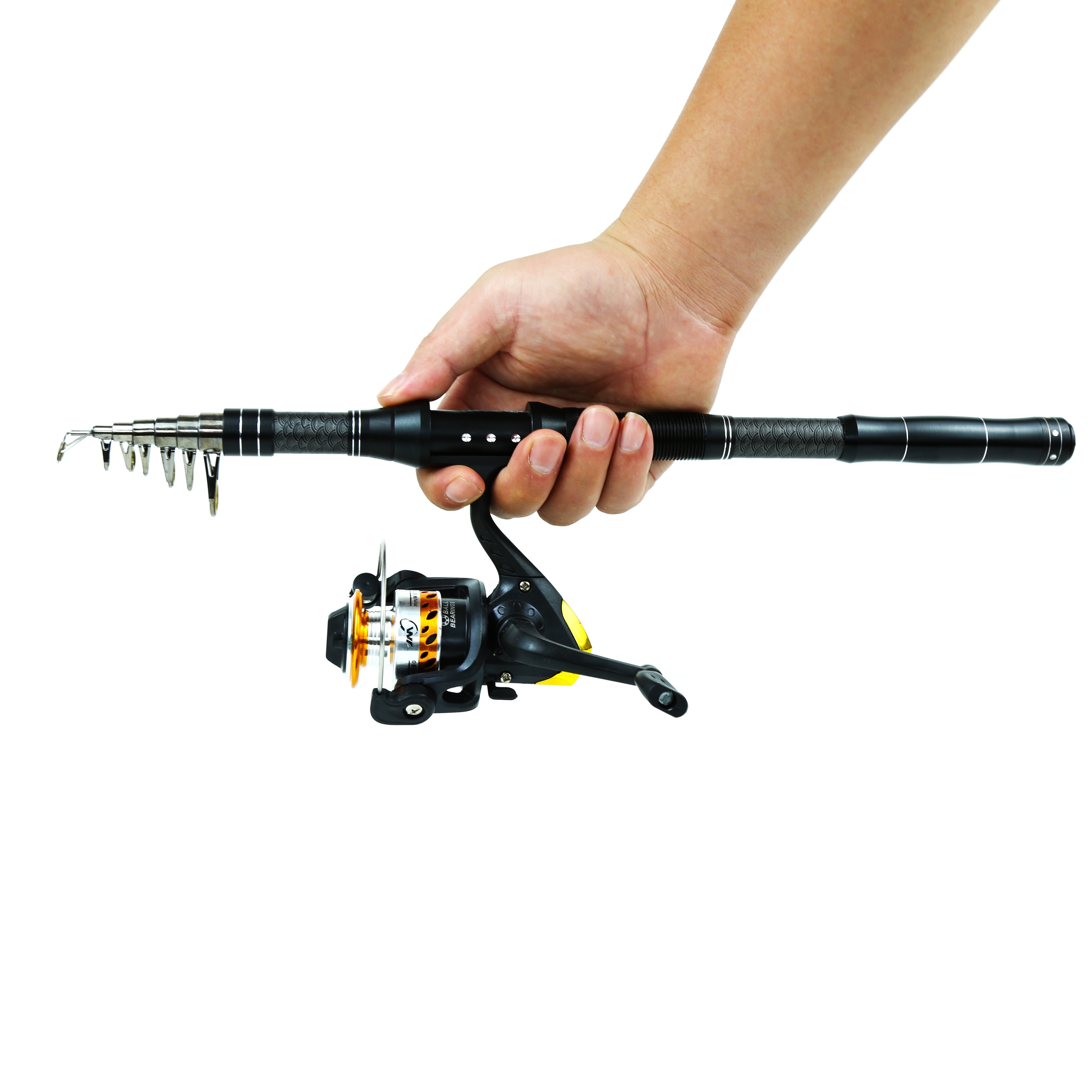 Zuryp Telescopic Carbon Spinning Fishing Rod/Reel Combo Set 2.1m