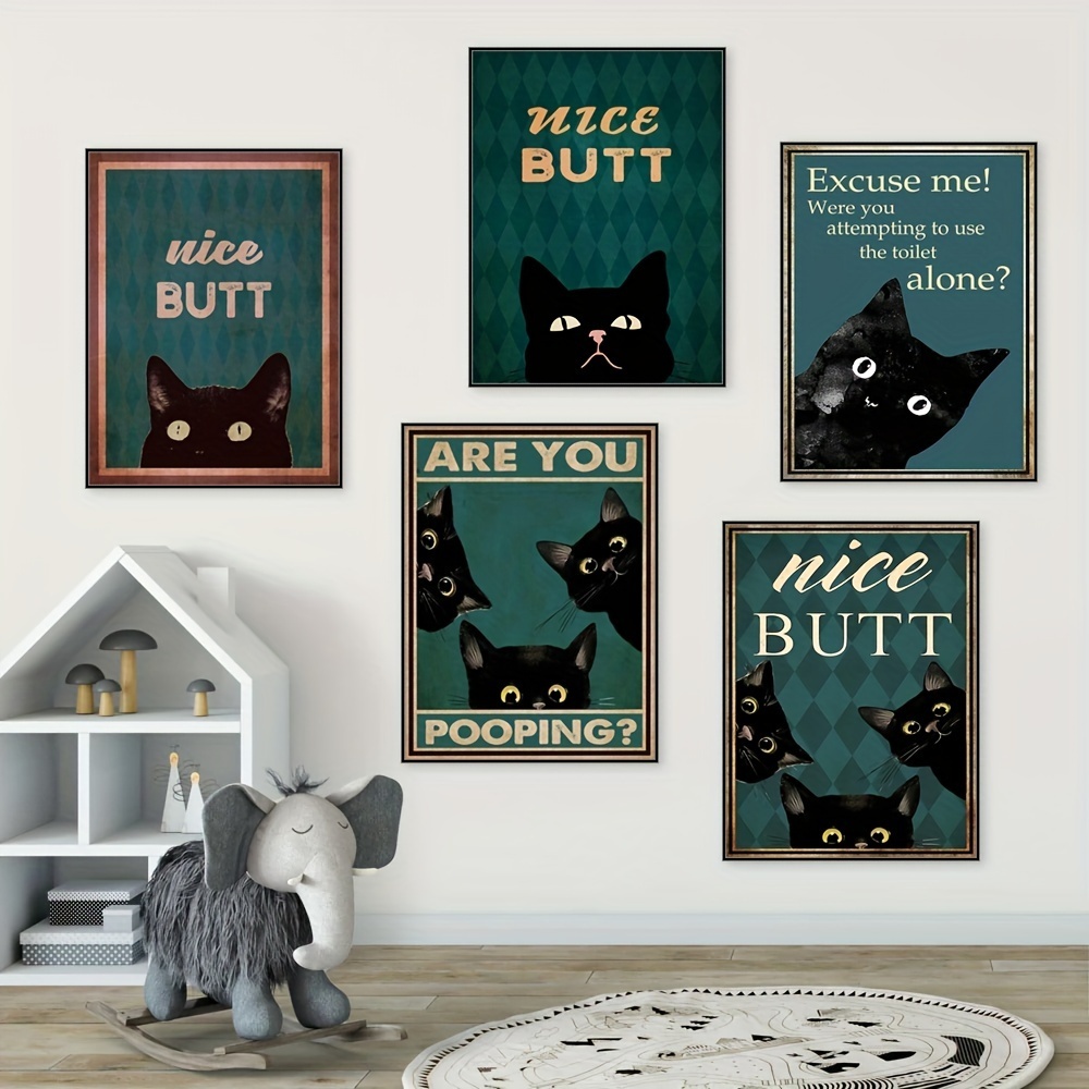 Retro Poster Canvas Painting Print Funny Animal Poster Black Cat Watching  Newspaper Poster Nice Butt Wall Art Home Decor Room Decor Canvas Poster No  Frame, Halloween Decoration - Temu United Arab Emirates