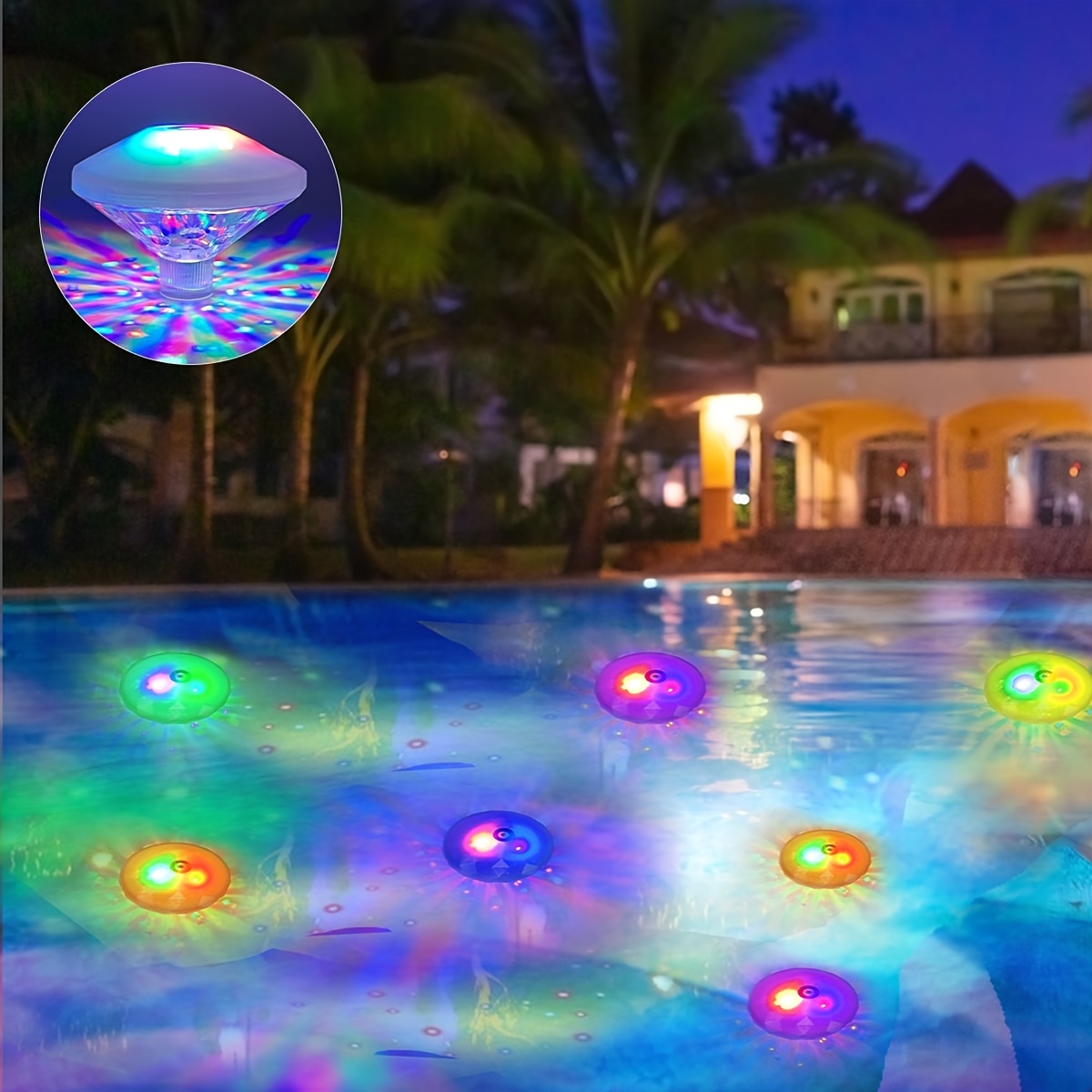 Lumières de piscine étanches, lumières de bain pour bébé pour la baignoire  (7 modes d'éclairage), jouets de bain à LED colorées pour piscine, étang,  bain à remous ou décorations de fête 
