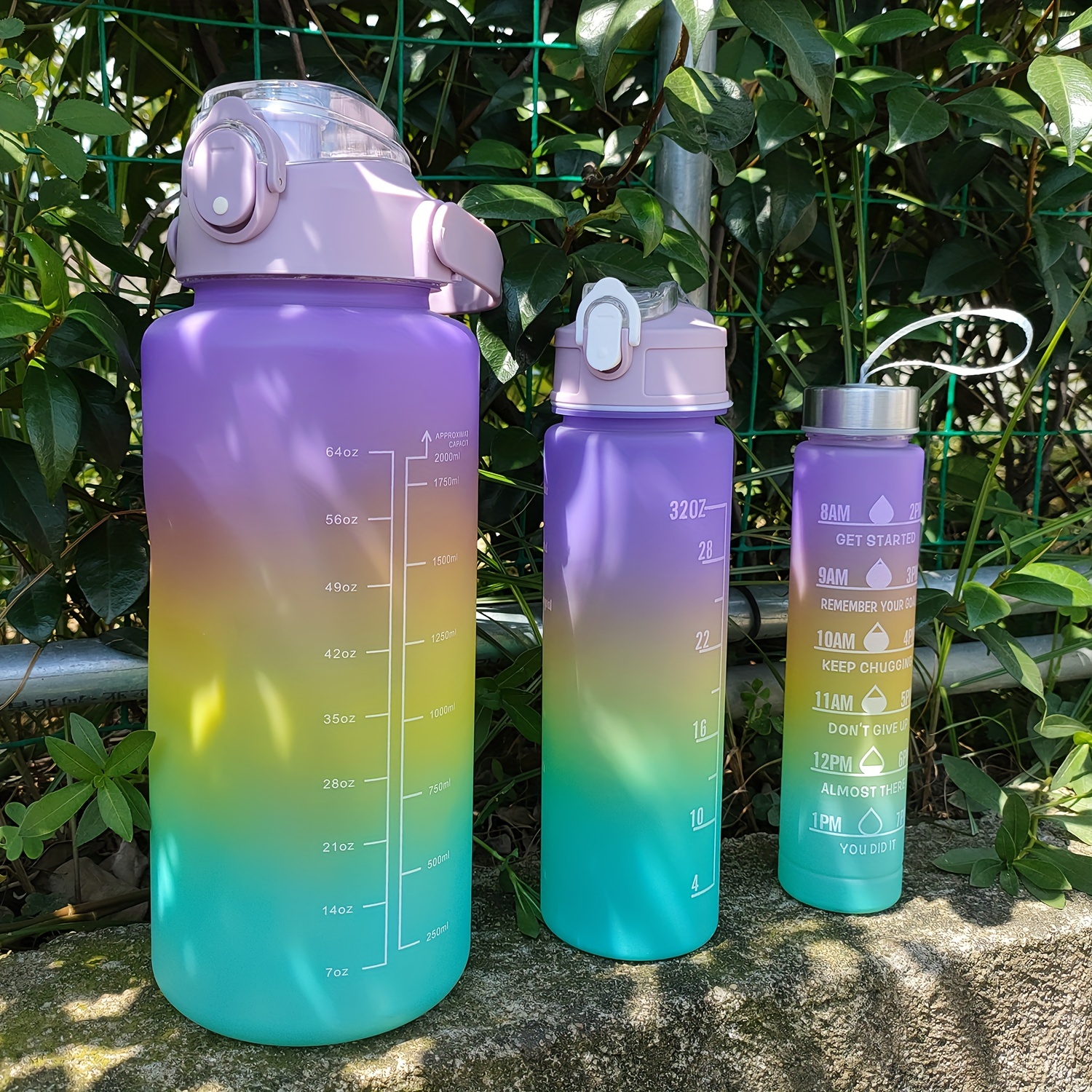 3-piece Set Plastic Water Bottles Outdoor Portable Large Capacity