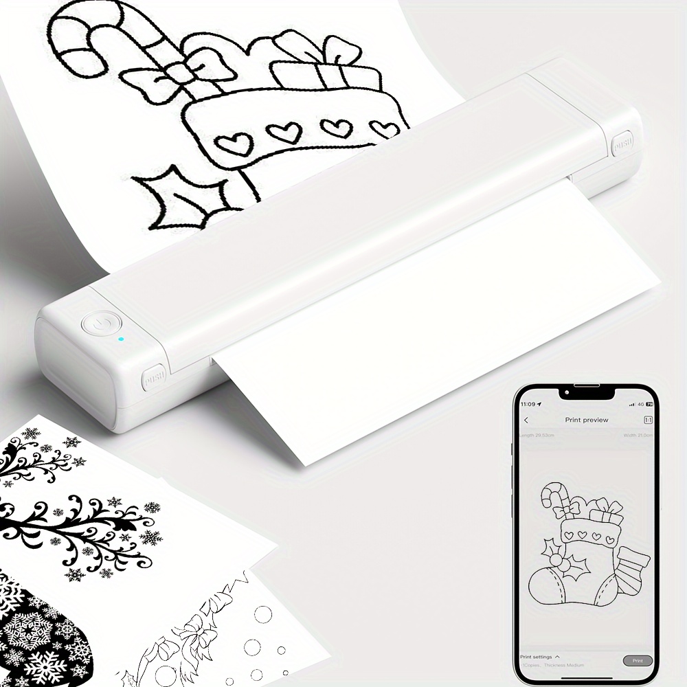 M08f Tattoo Stencil Printer, For Tattoo Stencil Printing On Skin, Wireless  Thermal Transfer Printer, Mini A4 Tattoo Transfer Paper Printer In White