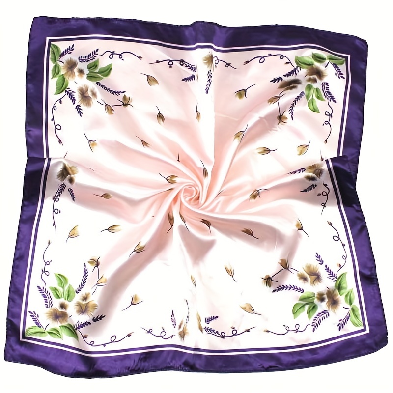 Classic Striped Square Scarf Neckerchief Silk Bandana Head Wrap