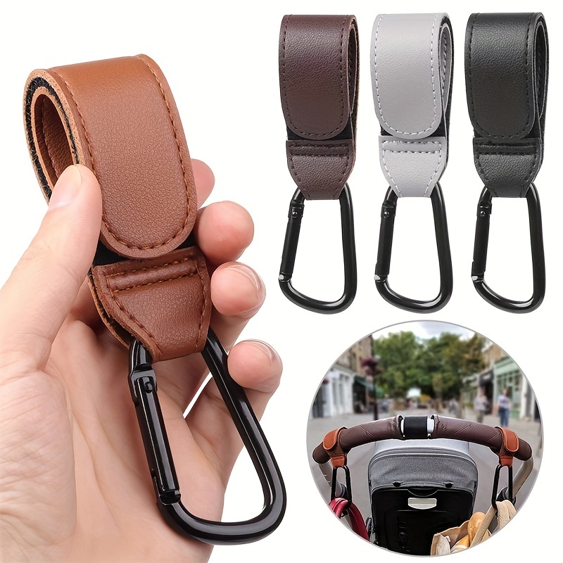 Portable Baby Car Hook for Strollers, Leather Carabiner