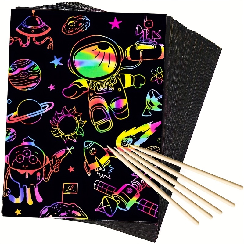 10pcs 16k Art Scratch Books for Kids Scratch Art Paper Rainbow Scratch  Children Creative DIY Drawing