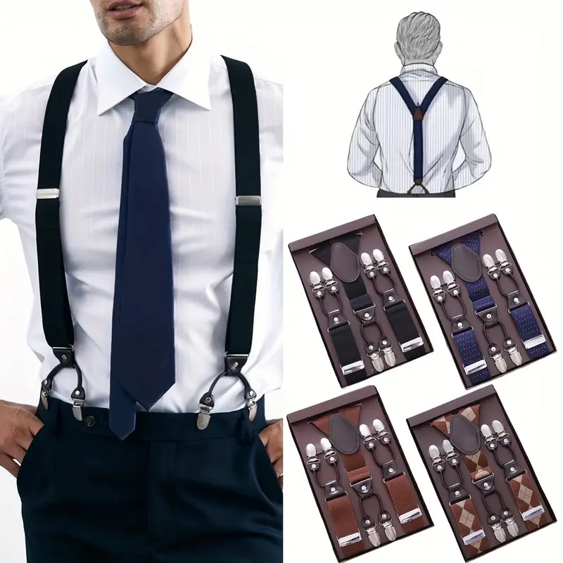 Mens Suspenders With 6 Metal Protection Clips Elastic Adjustable Y Back Clip  On Suspenders Trouser Braces Strap Belt Ideal Choice For Gifts, Shop The  Latest Trends
