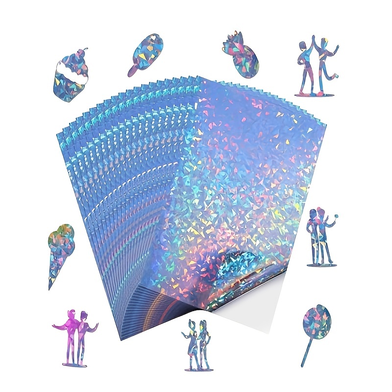  MECOLOUR Holographic Sticker Paper Printable Rainbow Vinyl 8.5  x 11 Inches for Inkjet Printer, Dries Quickly Waterproof Sticker Paper (20  Sheets) : Office Products