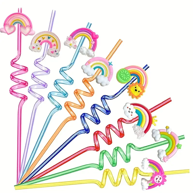 Rainbow Series Cartoon Cute Rainbow Bridge Party Reusable Curved