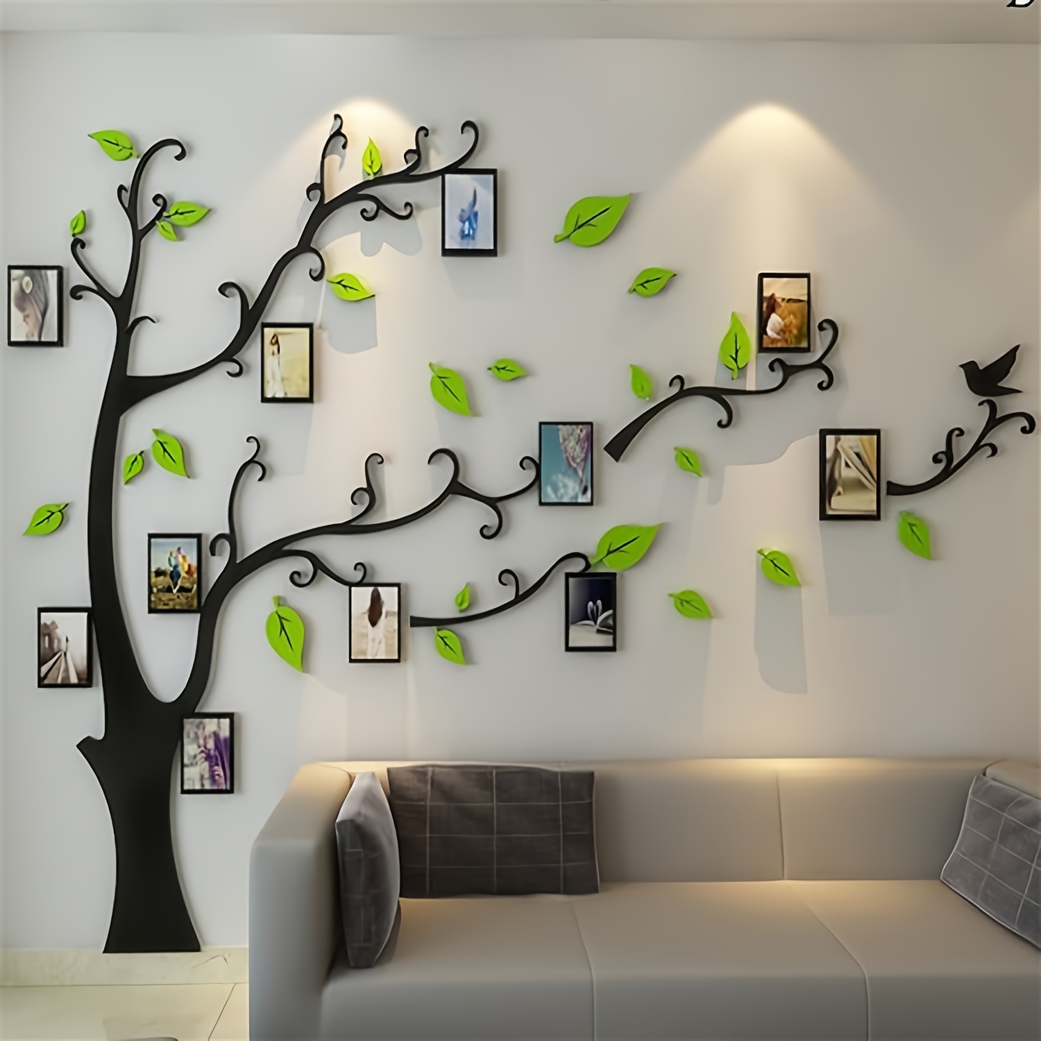 

1 Set 3d Tree Wall Stickers, Diy Photo Frame Tree Wall Decal, Family Photo Frame Sticker, Murals Wall Decor, Living Room Bedroom Tv Background Home Decorations, Christmas New Year Gift (pale Green)