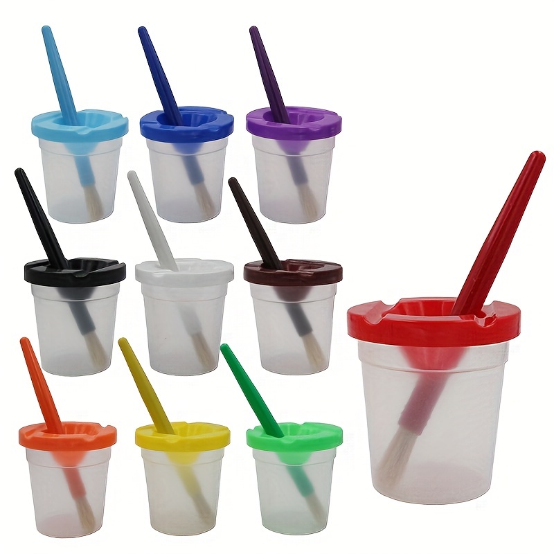 26 Pcs Paint Cups with Lids No Spill Paint Cups with Paint Brushes