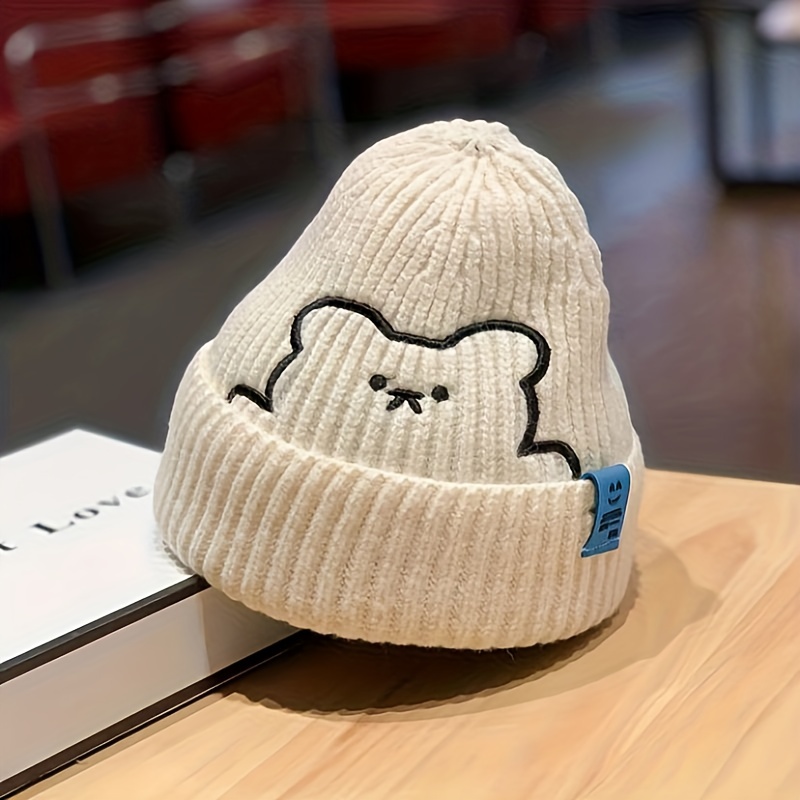 Big Child Cute Bear Embroidered Wool Hat - Temu