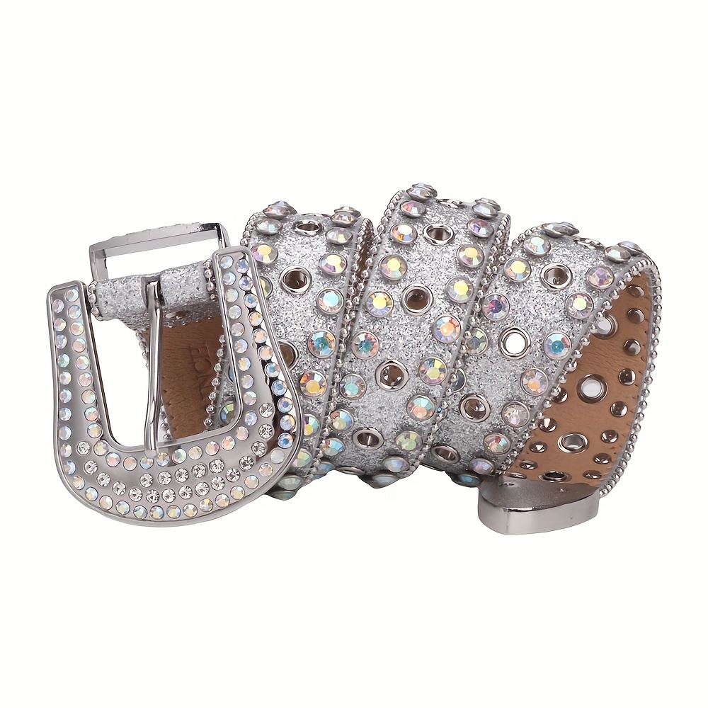 Rhinestone Belt Western Cowboy Cowgirl Crystal Artificial Studded Luxury  Strap Belts For Men Women - Temu