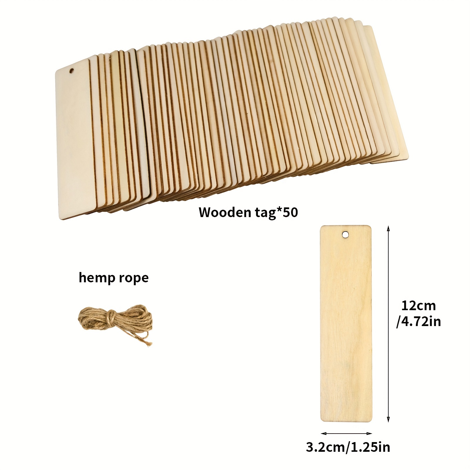 Wood Blank Bookmarks Rectangle Shape Hanging Tags Unfinished Wooden Book  Markers Ornaments with Holes and Ropes for DIY Crafts