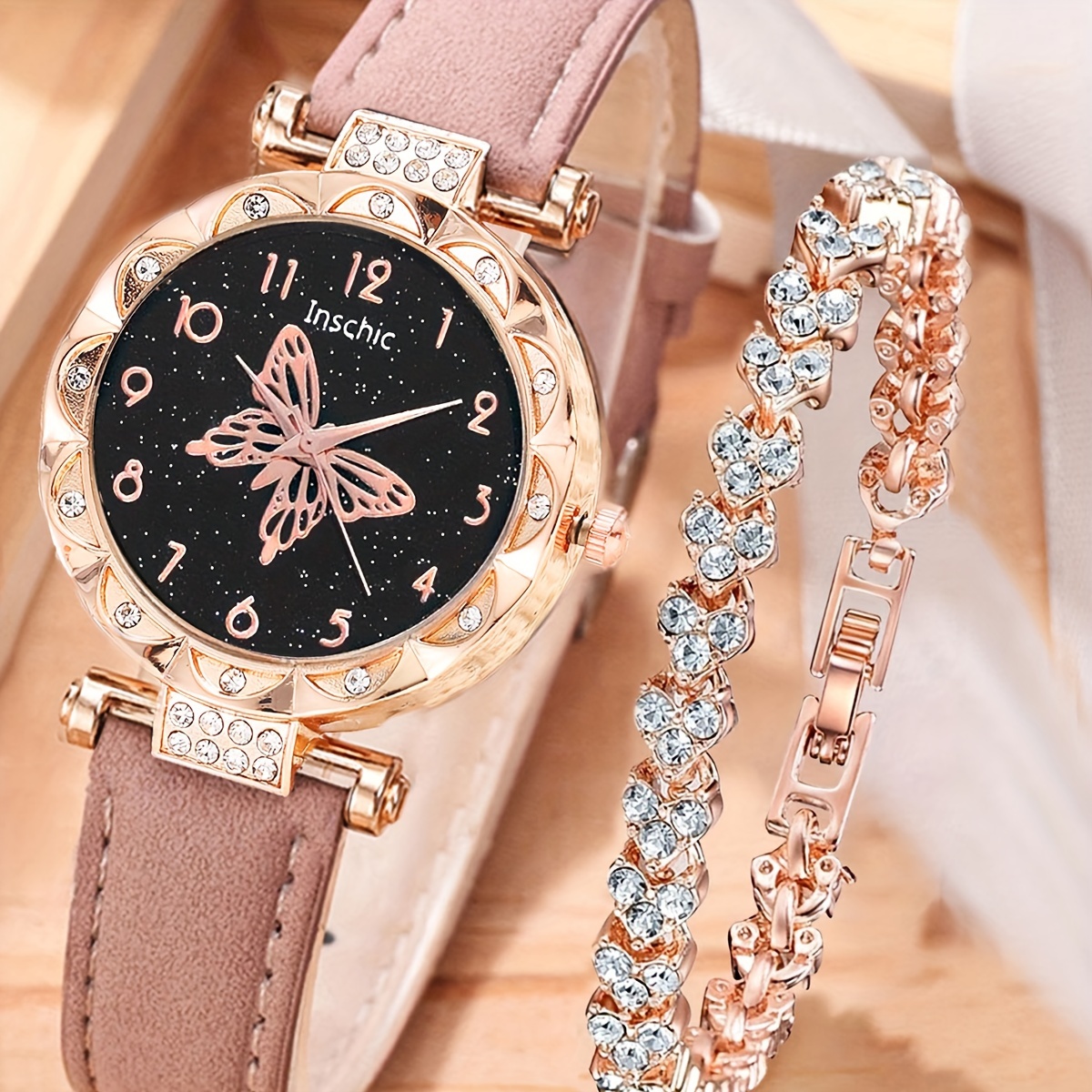 Teen Fashion Silicone Quartz Watch Peach Heart Jewelry Set - Temu