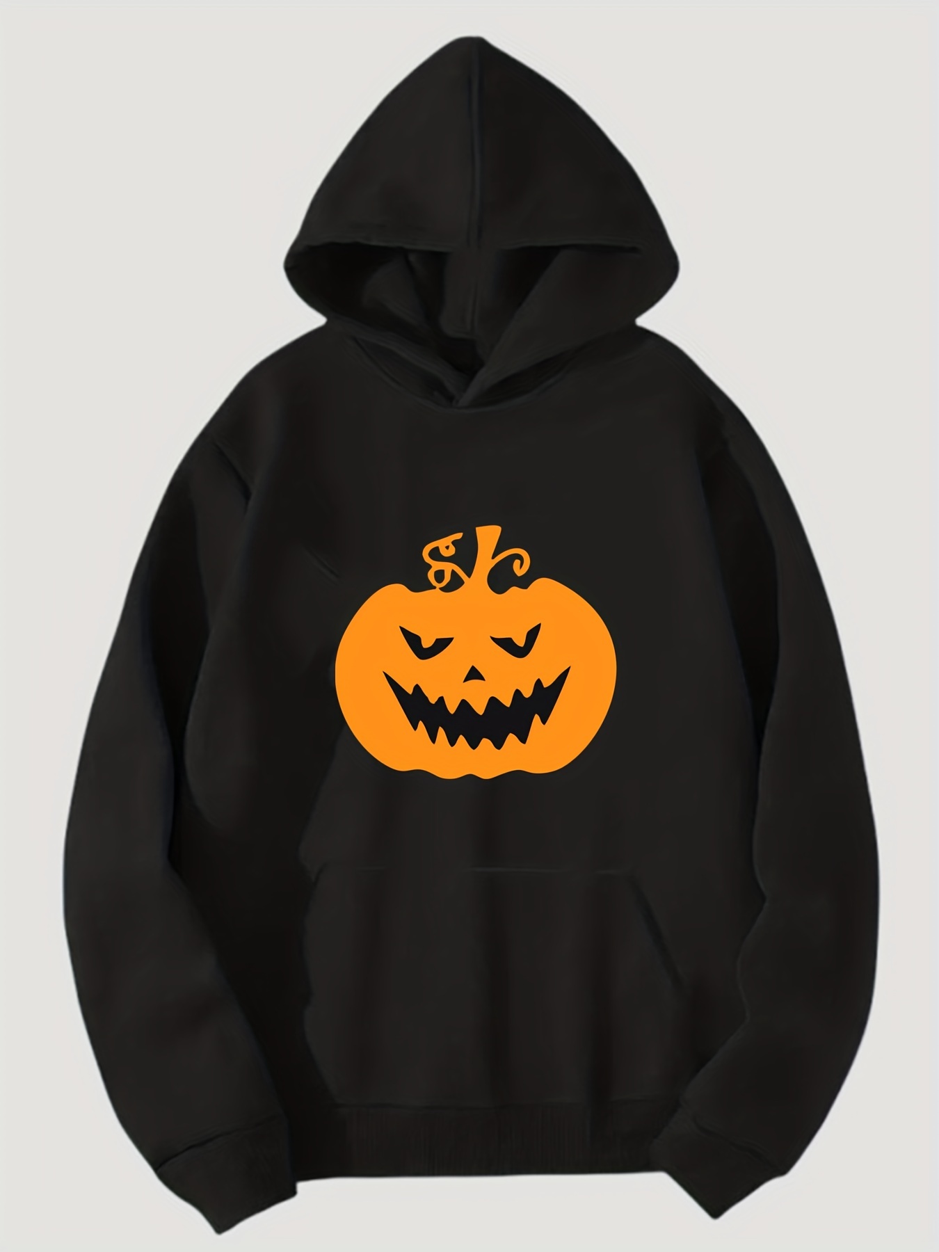 Herren Halloween Hoodie Mit 3D Kürbis Print - Oversize Kapuzenpullover