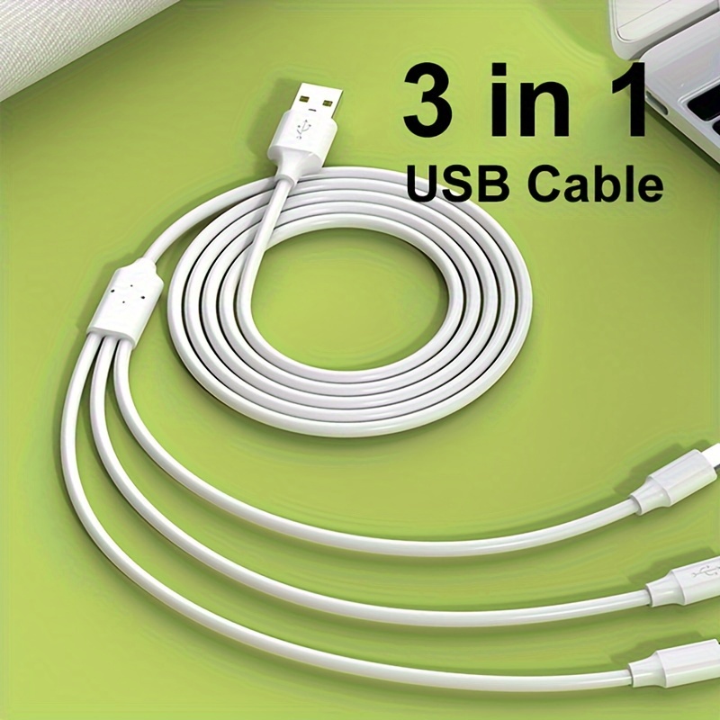 Câble multi chargeur, 1,2 m nylon tressé 3 en 1 câble de charge multiple