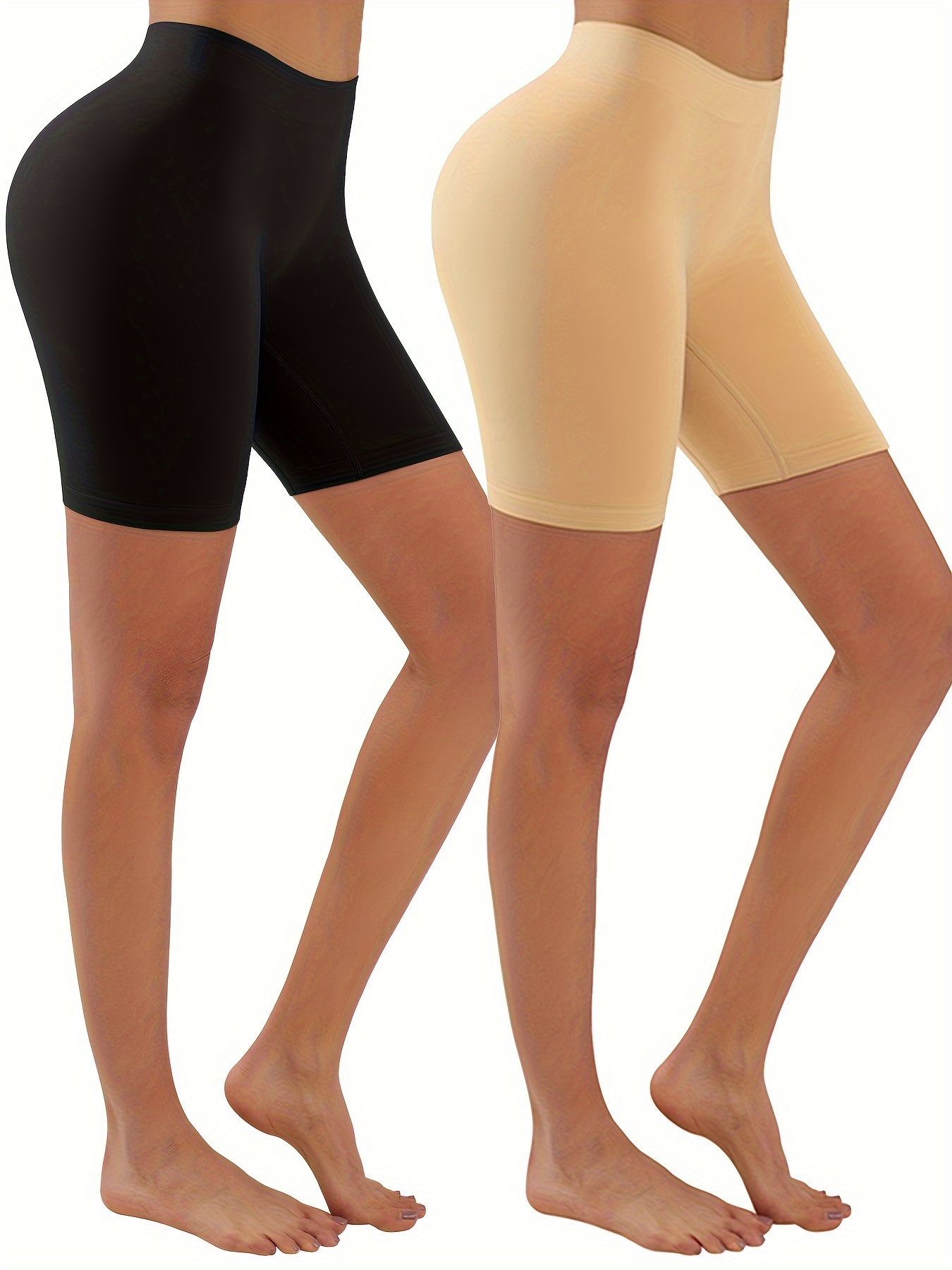 3 Pack Plus Size Sporty Shapewear Shorts Set, Women's Plus Solid Waistband  Seamless Anti-chafing Boy Shorts 3pcs Set - - Temu