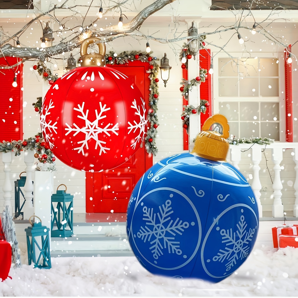 Weihnachten Aufblasbare leuchtende Dekoration Ball für Ferienhof Veranda  Pool Baum Dekoration Indoor Outdoor
