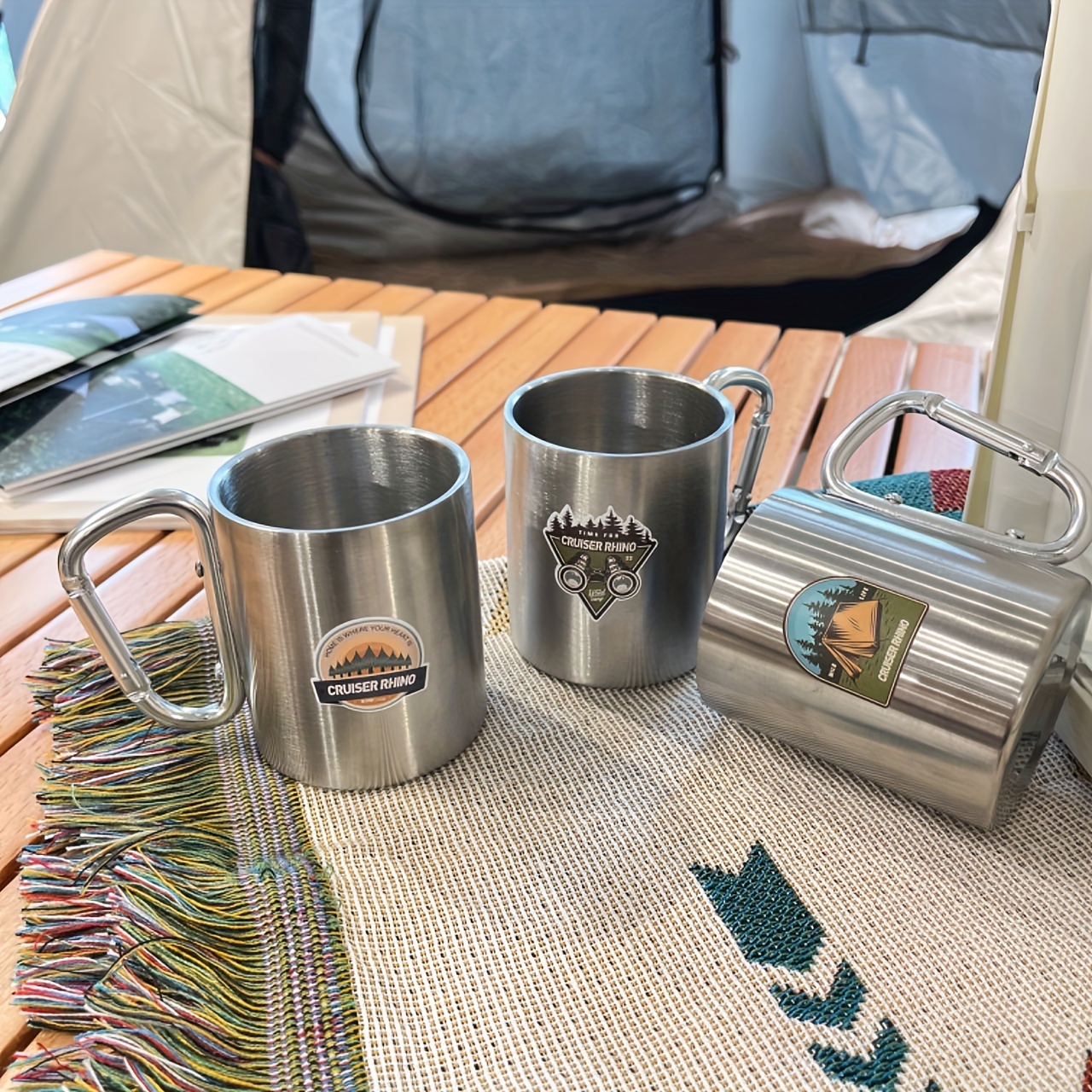 1 Set Outdoor Camping Cup, 304 Stainless Steel Portable Heat Resistant  Coffee Cup, Insulated Tea Cup For Outdoor Travel, Hiking, Picnic And Cup