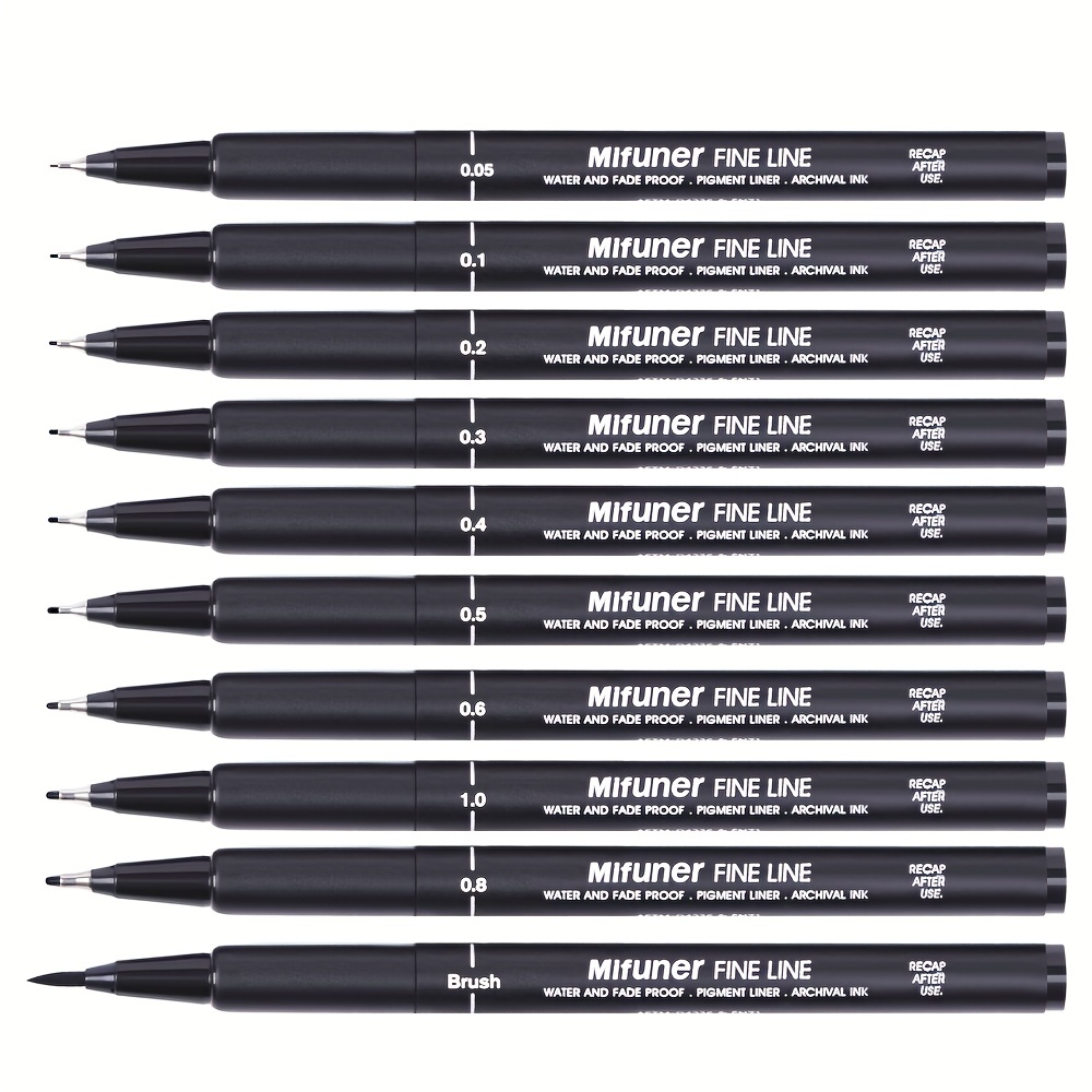 Black Micro pen Fineliner fineliner Pen Set 9 ink Pens Black - Temu