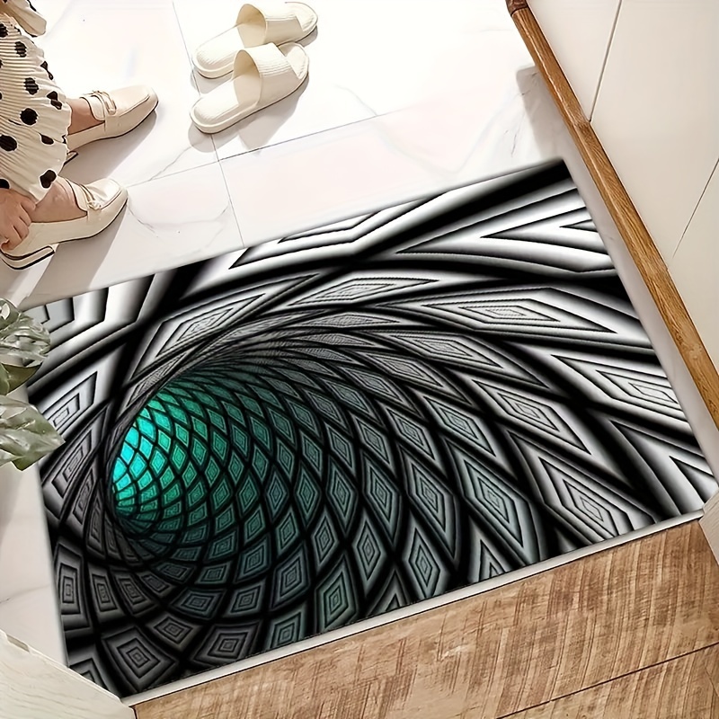 3d Vortex Illusion Black White Creative Doormat Non - Temu