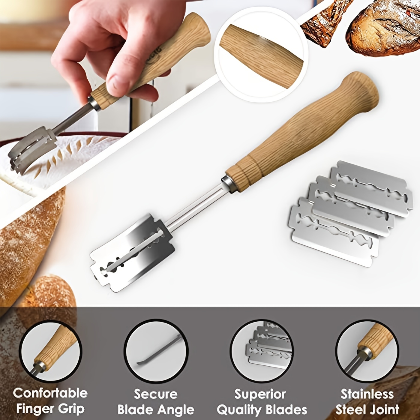 Bread Cutter French Bread Scoring Lame Dough Slashing Tool with 10