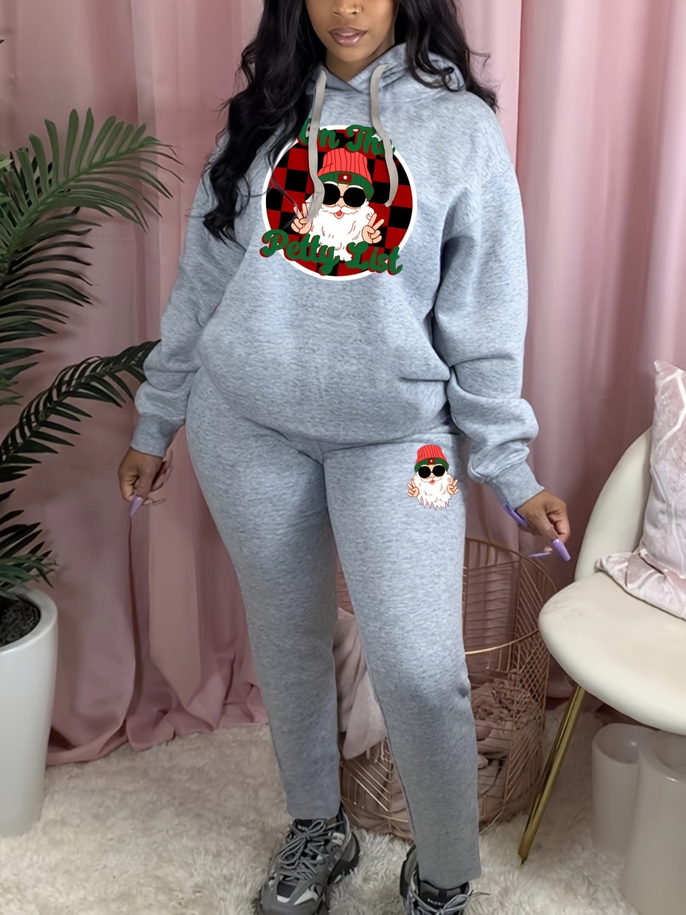 Plus Size Christmas Outfits Set Women's Plus Christmas Tree - Temu